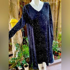 White splatters on black dress